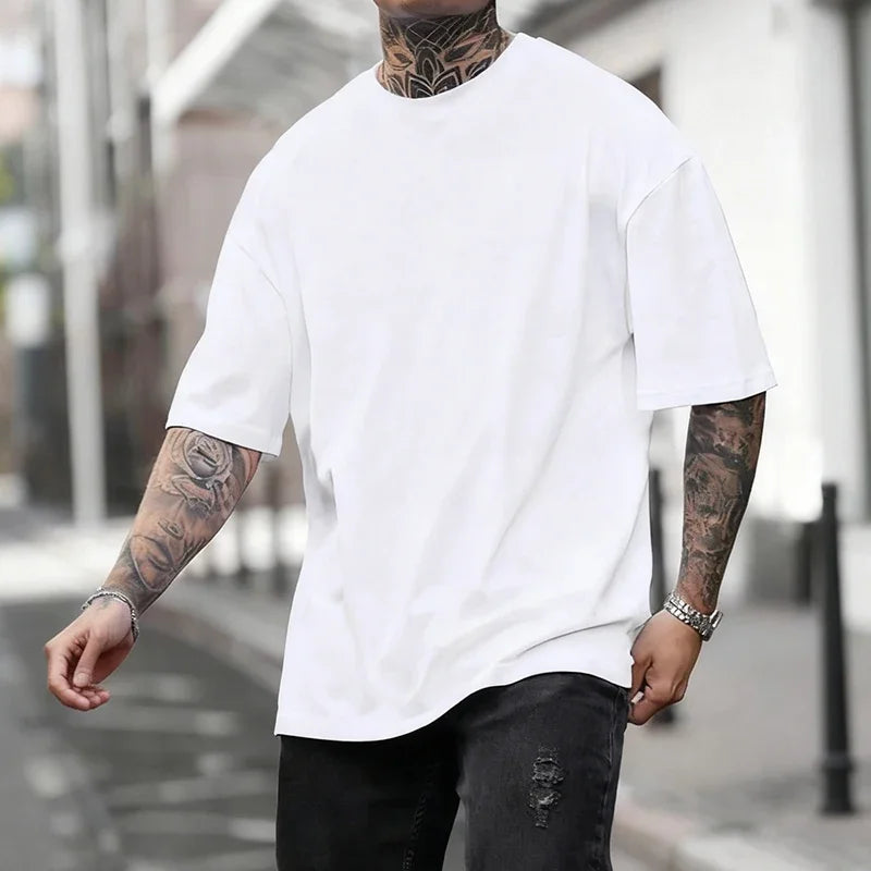 Cotton Hot Sales Mens T-shirt Solid Color Casual Quality Short Sleeve