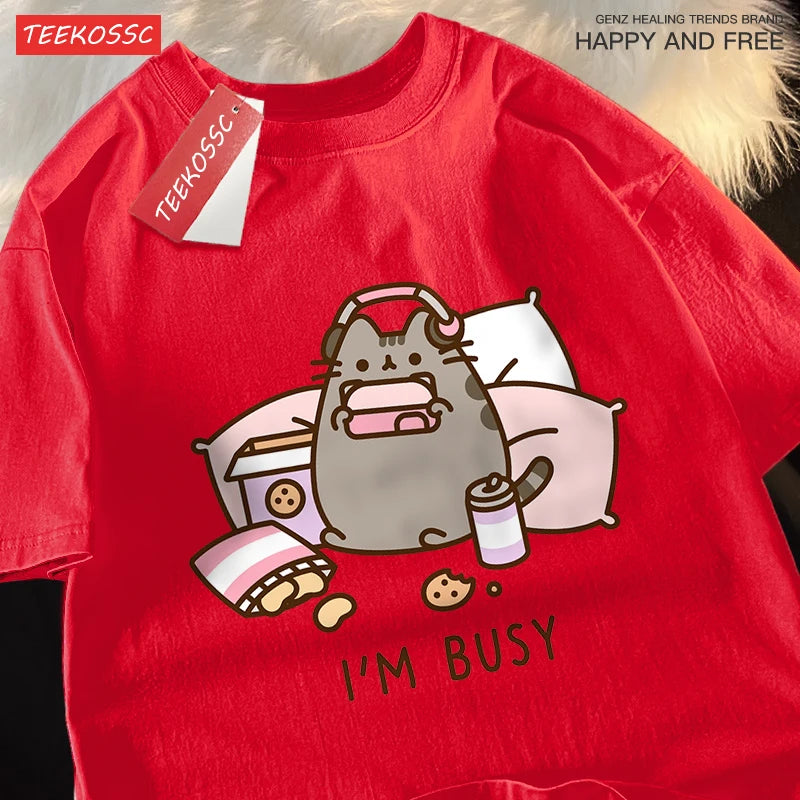 Sorry I'M Busy Cat Playing Games With Headphones Man T Shirt High