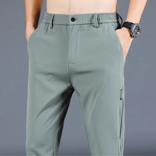 2024 Summer New Thin Ice Silk Stretch Men's Pants Casual Elastic Waist