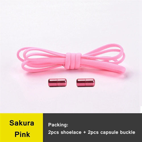 21 Colors No Tie Shoelaces For Sneakers Elastic Shoe Laces Round Metal