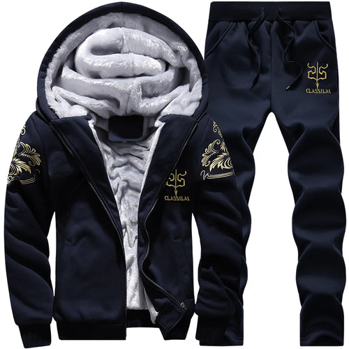 Wolf Czuadlte2024New Winter Men's Sports Set Casual Pants Hooded