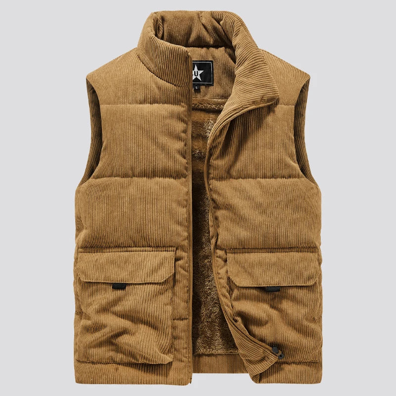 Winter Male Fleece Warm Vest Coats Men Stand Collar Army Thicken