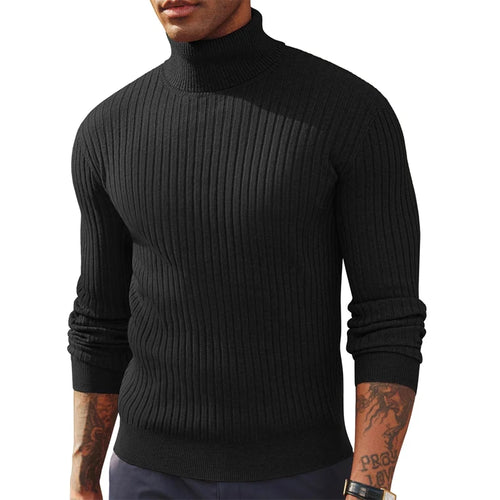 Autumn Men's Slim Fit Long Sleeve Turtleneck Sweater Casual Knitted