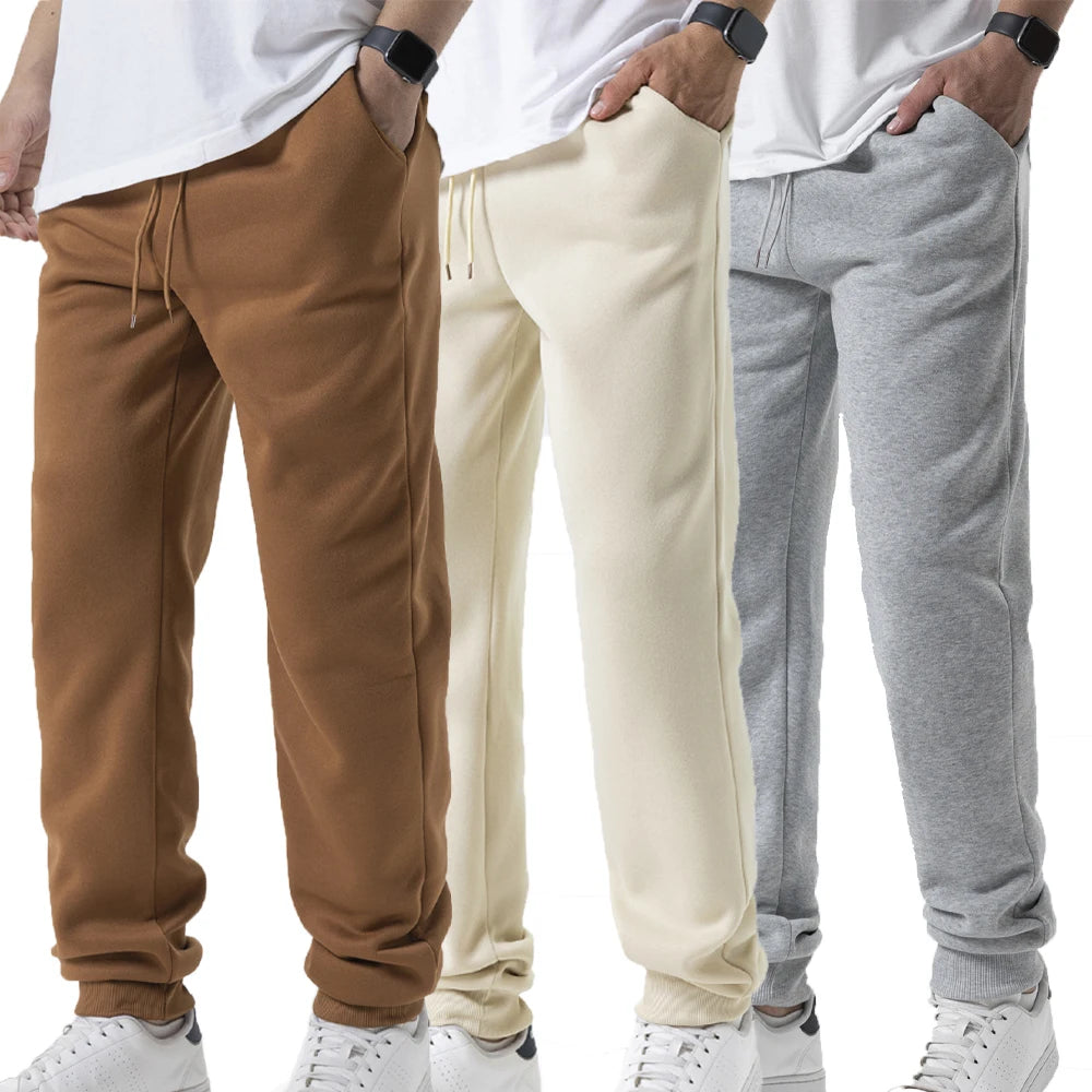 Mens Casual Pants Autumn Winter Fleece Sweatpants Men Joggers Elastic