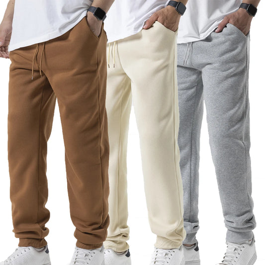 Mens Casual Pants Autumn Winter Fleece Sweatpants Men Joggers Elastic