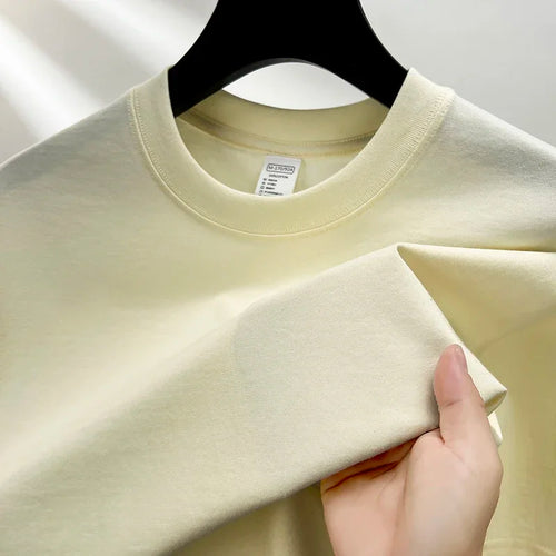 100% Pure Cotton Summer High-end Brand Men's Short Sleeve Round Neck