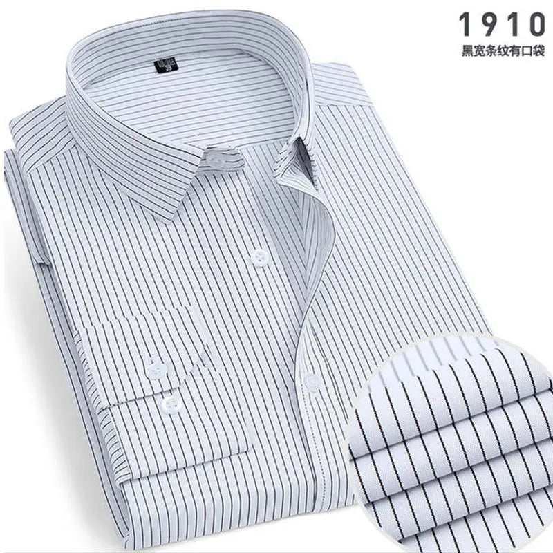 Men's long-sleeved shirt business casual solid color striped plaid