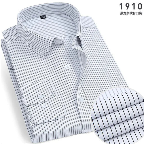 Men's long-sleeved shirt business casual solid color striped plaid