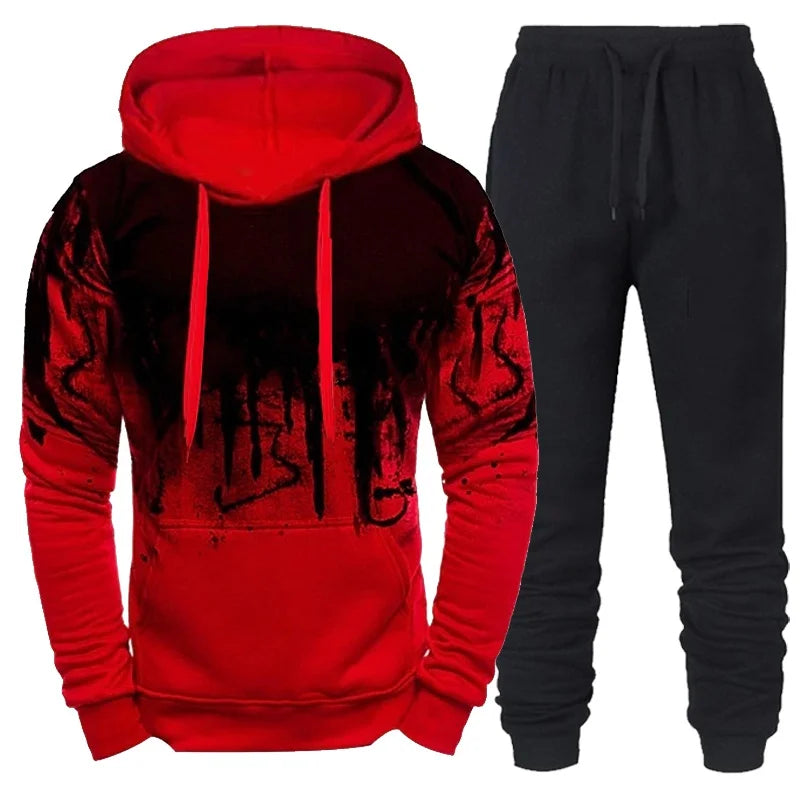 Autumn Winter Trending Tracksuits Men Camouflage Hoodie + Pant 2 Piece