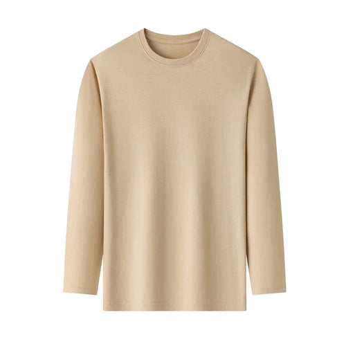 Men's Solid Color round Neck Long Sleeve T-Shirt Cotton Summer