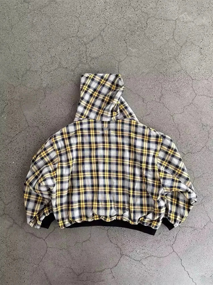 Winter Casual Plaid Print Hoodie Women's Warm Zip-Up Double-Sided Wear