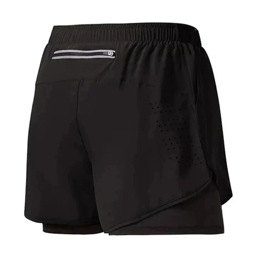 Men Fitness Built-in pocket sports Shorts Summer 2 In 1 Quick Dry Gym