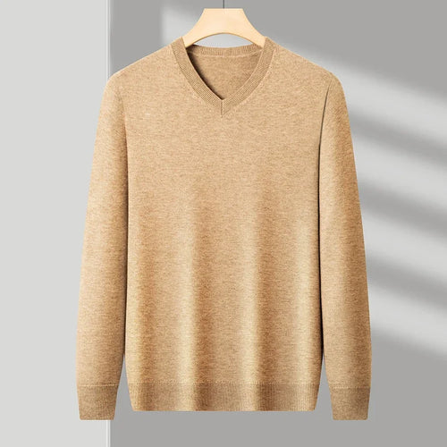 New Sweatwear Men's V Neck Basic Solid Color Sweaters Round Neck