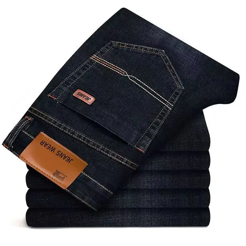 Men's Comfortable Soft Business Casual Denim Trousers Slim Fit