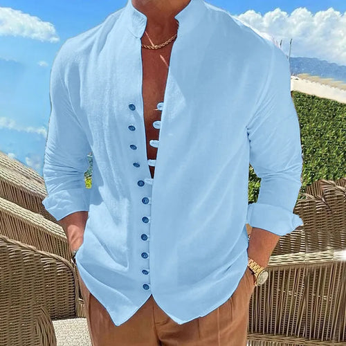 New Spring Autumn casual shirt loose Men's Solid Color Long Sleeve
