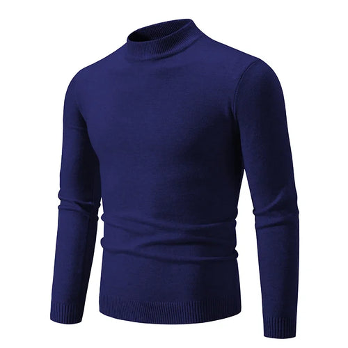 New Sweatwear Men's Half Neck Basic Solid Color Sweaters Round Neck