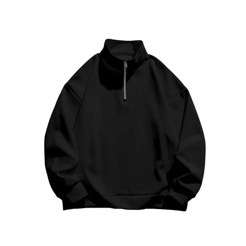 Autumn and winter new men's fleece sweatshirt stand-up collar half