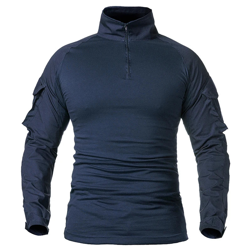Men's Long Sleeve Combat Shirt 1/4 Zipper Ripstop Cotton Tactical