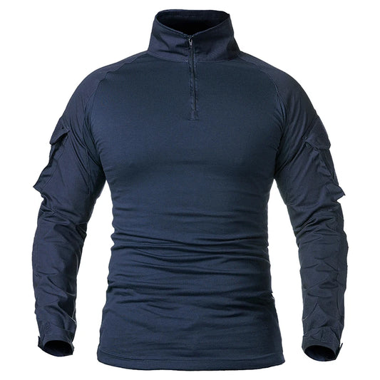 Men's Long Sleeve Combat Shirt 1/4 Zipper Ripstop Cotton Tactical
