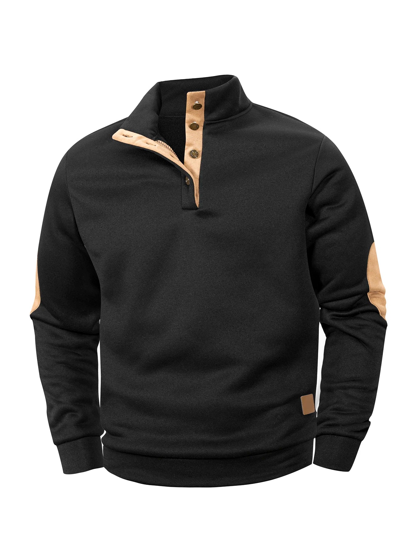 Spring Autumn Men's Casual Pullover Button Down Stand Collar Henley