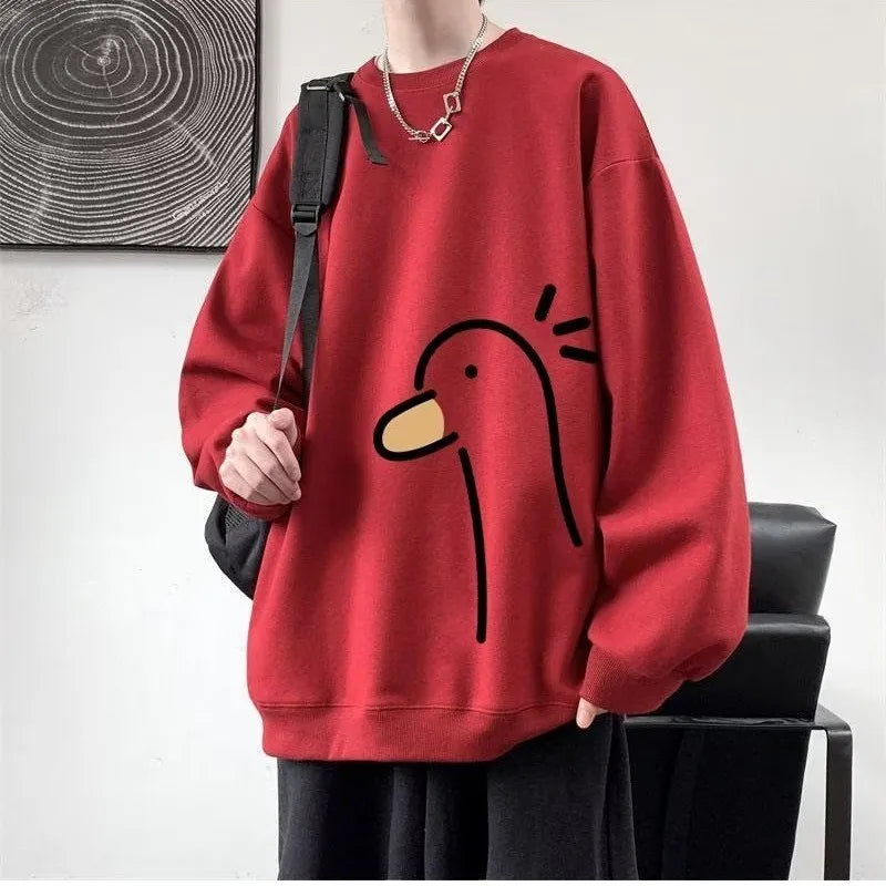 【M-8XL Sweatshirts】Men Oversized Sweatshirt Fashion Loose Yellow Duck