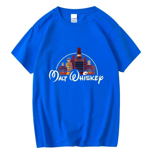 Summer Men's T-shirt 100% Cotton Funny Malt Whiskey Print Summer Loose