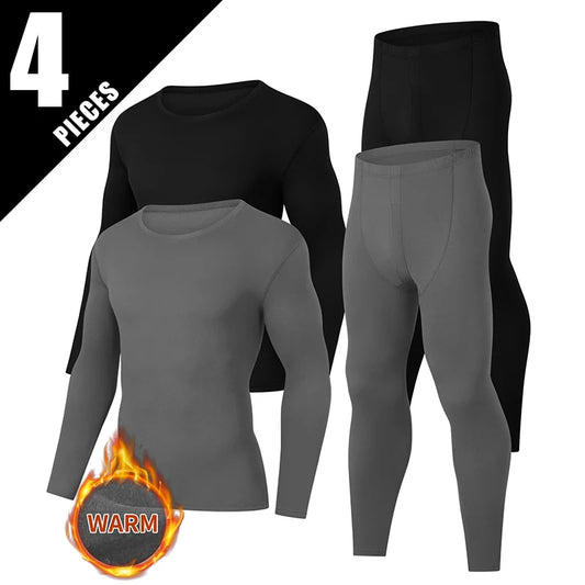 4/2-piece Men's Autumn And Winter Solid Color Round Neck Thermal