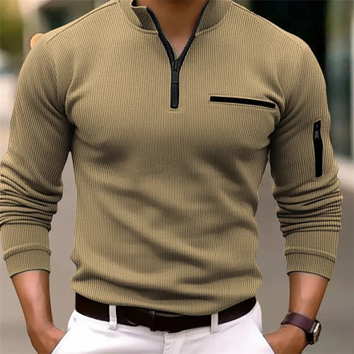 New light luxury light mature casual men sports retro  style striped