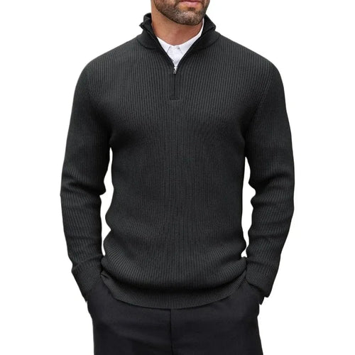Autumn Men's Quarter Zip Pullover Dress Slim Sweater Mock Neck