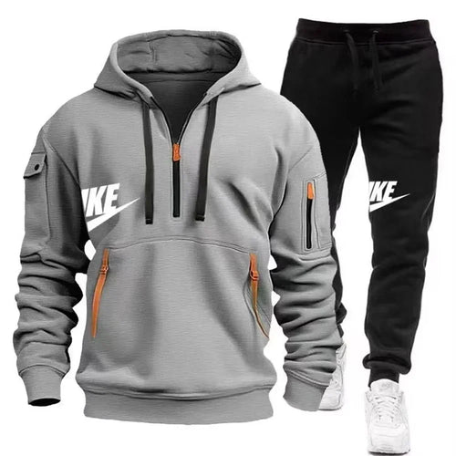 2025 New men's autumn and winter suit zipper hoodie + trousers suit