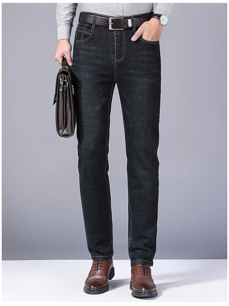 Men Fashion Straight Jeans Men 2024 New Stretch Slim Fit Pants