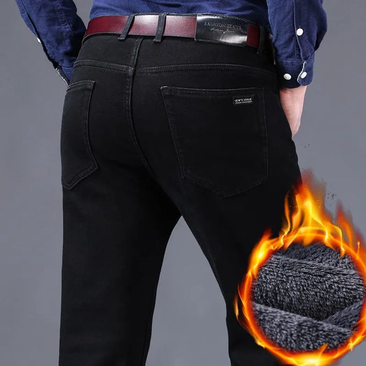 2025 New Business Casual Trousers Grey Fleece Men Clothes Black Blue