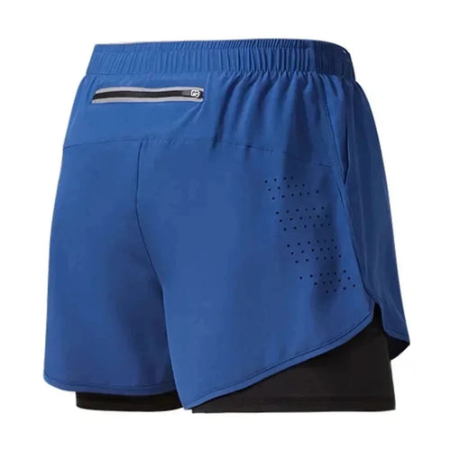 Men Fitness Built-in pocket sports Shorts Summer 2 In 1 Quick Dry Gym