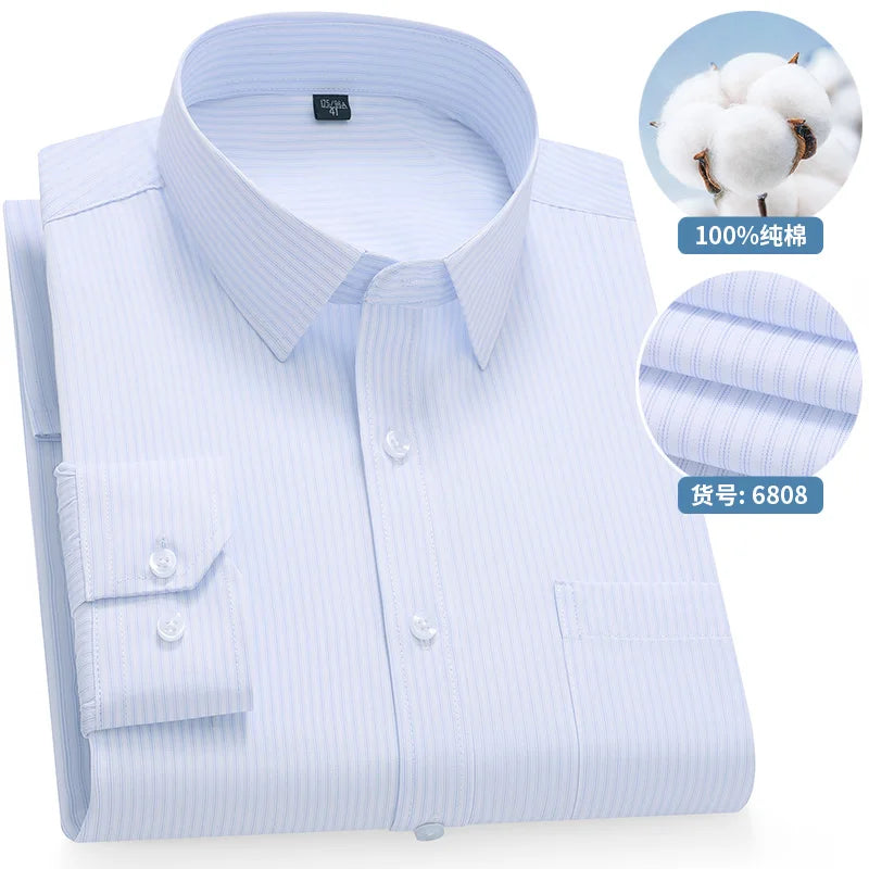 High Quality 100% Cotton Men's Shirts Long Sleeve Slim Fit Business