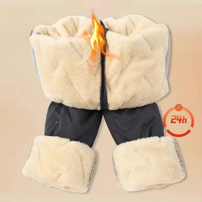 Winter Men Plush Thick Fleece Waterproof Sweatpant Windproof Casual