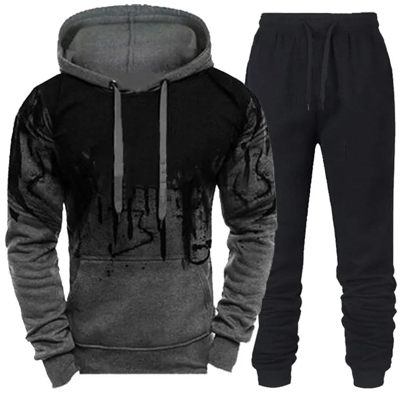 Autumn Winter Trending Tracksuits Men Camouflage Hoodie + Pant 2 Piece