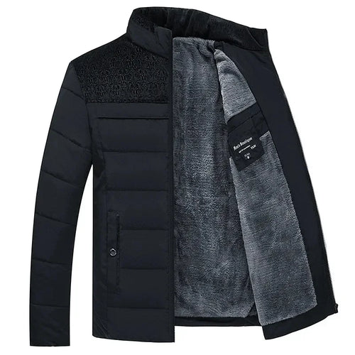 Puffer Jacket Men's Plush Thickened Parkas Stand Collar Jacket Men's