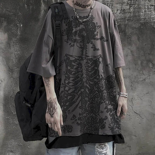 Men T-shirts 2023 Summer Streetwear High Street Gothic Skull Tshirt