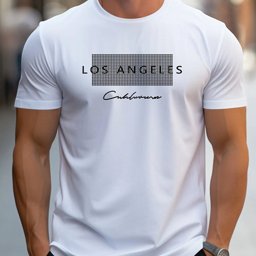 Men's 100% cotton summer loose fit large Los Angeles Graphic printed