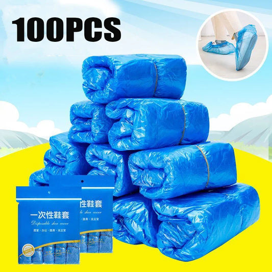100PCS Portable Waterproof Boot Covers Plastic non-slip Wear