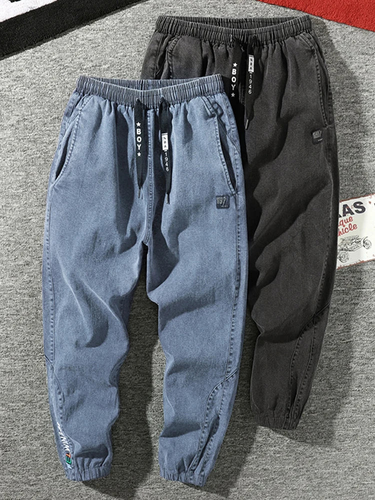 Big Size Men's Jogger Jeans 6XL 7XL 8XL Streetwear Black Blue Casual
