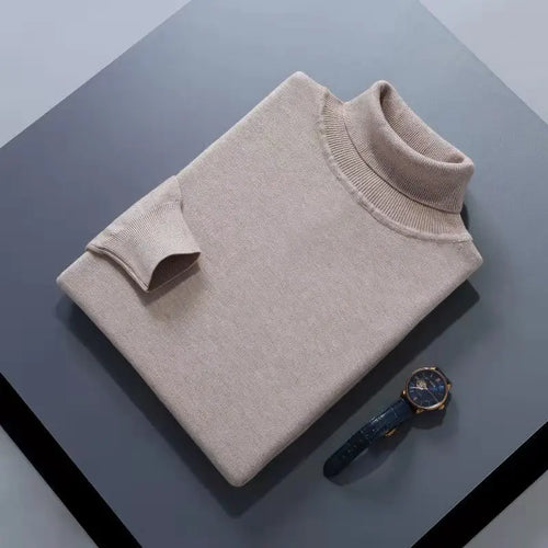 Turtleneck Men Pullover Cashmere Cotton Blend Knitted Sweater 2025