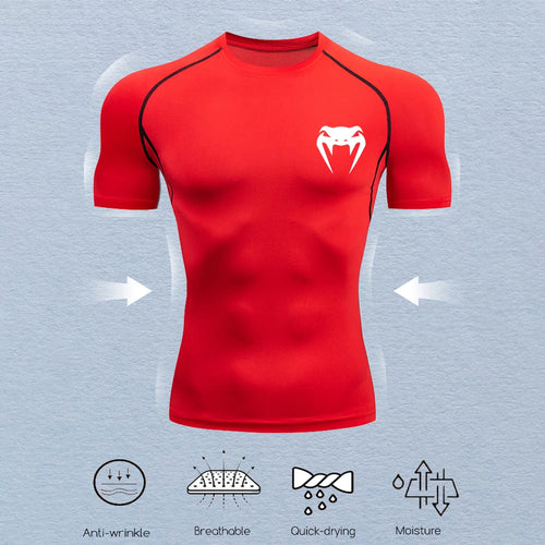 Men's Compression Shirts Fitness Snake Print Gym Shirts Quick Dry