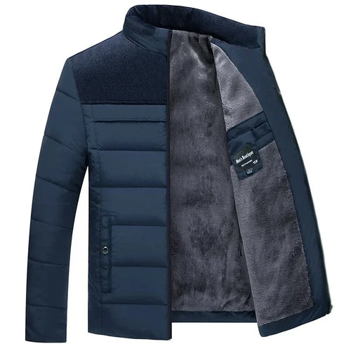 Puffer Jacket Men's Plush Thickened Parkas Stand Collar Jacket Men's