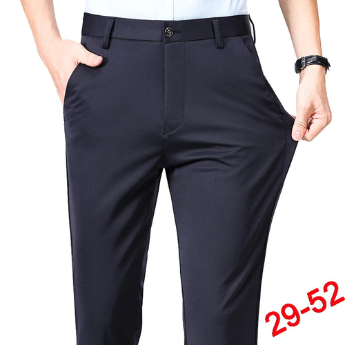 Plus Size Trousers Men Business Suit Pants Stretch Formal Dress Pants