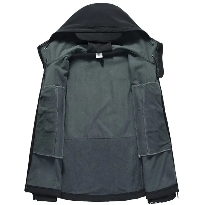Men's Hooded Casual Military Outdoor Utility Jacket Fashion Sharkskin