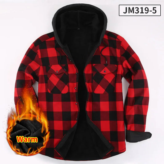 American size men's shirt long sleeve autumn winter warm plus fleece