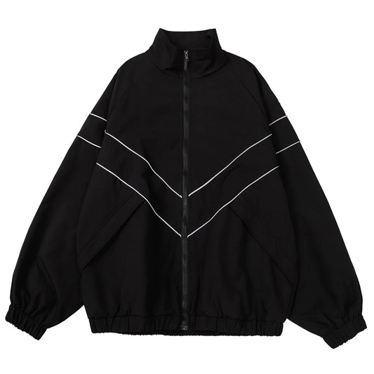 Reflective Striped Jacket Windbreaker Coat 2024 Men Hip Hop Streetwear