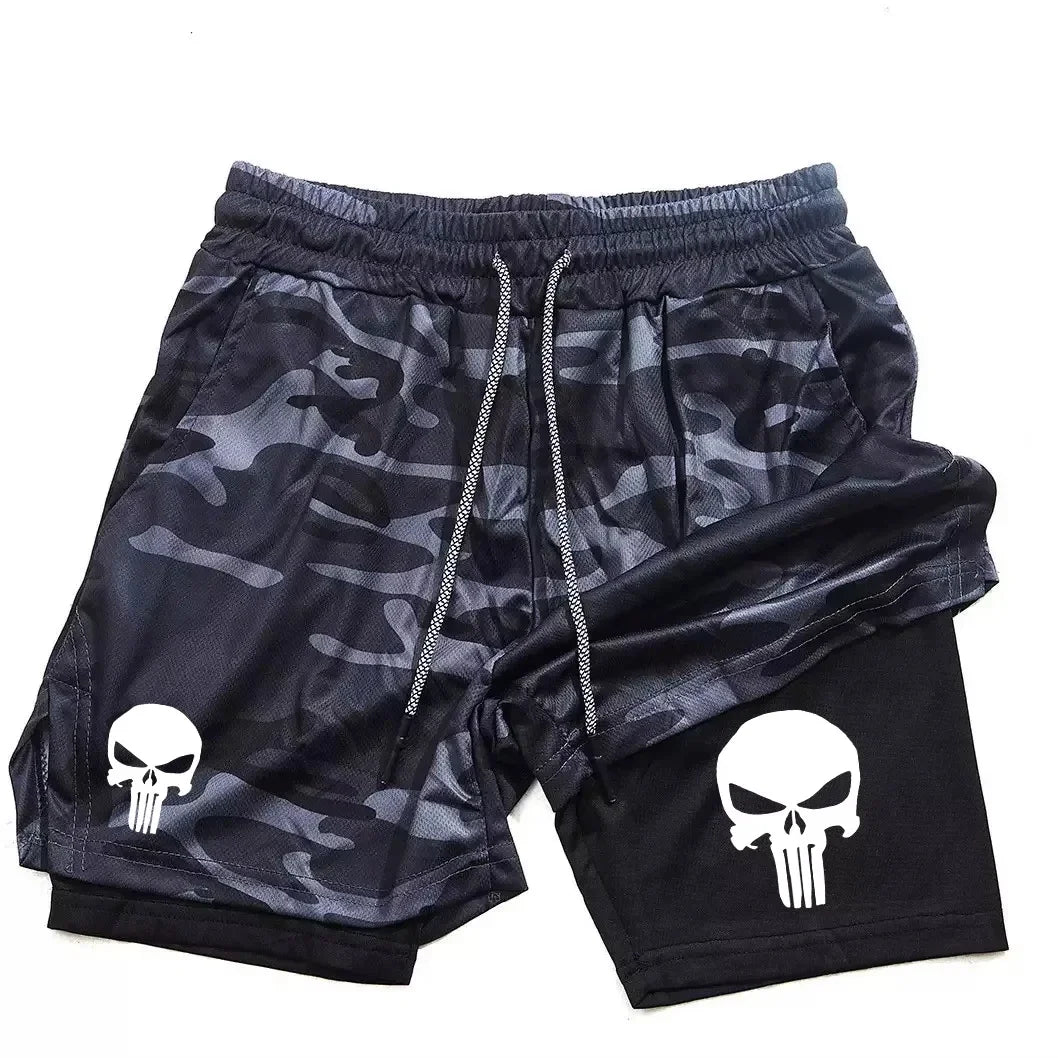 2-in-1 men's performance shorts, sports quick drying shorts with phone