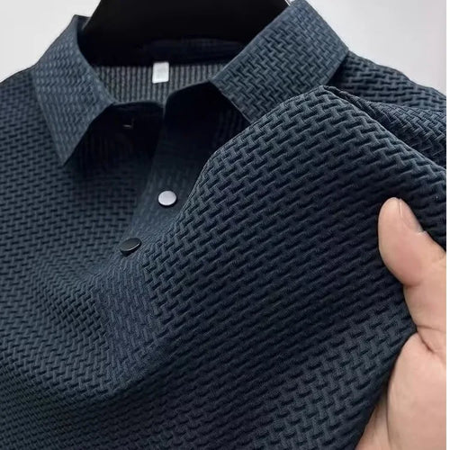 Summer New Men's Lop-up Hollow Short-sleeved Polo Tee Shirt Ice Silk